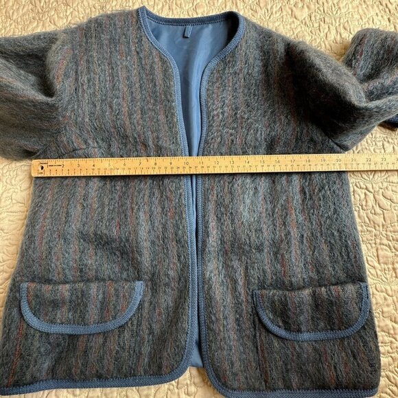 Rannoch Design Blazer Jacket Gray Blue Wool Mohair Open Front‎ 14 VTG Scotland - Picture 11 of 12
